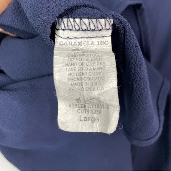 Caramela Navy Blue Peplum Ruffle Bottom Top - Picture 7 of 10